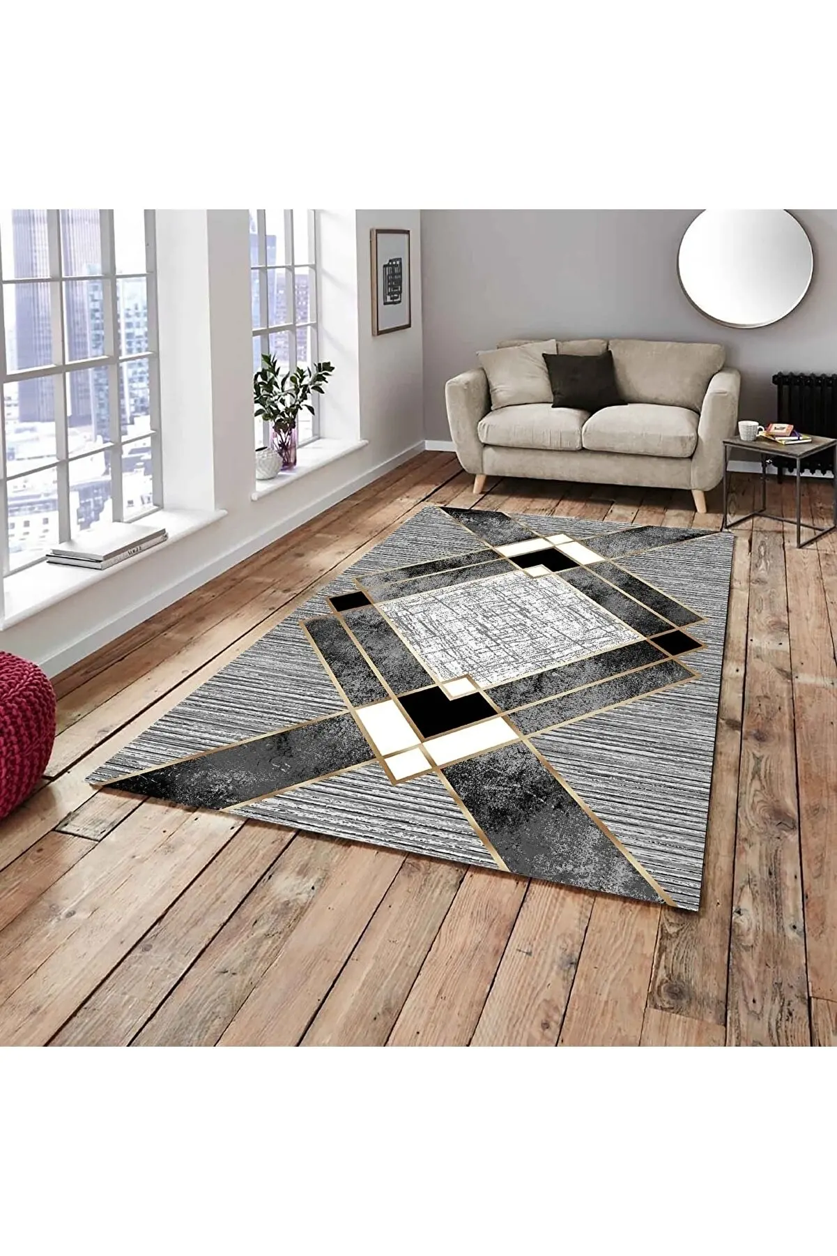 

TEXTILE New Pattern Gray Egyptian Pyramid Model Velvet Carpet Cloth mks00134 Stylish Anti-Slip Washable Carpet Cover