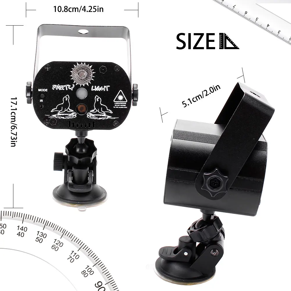 مصباح LED صغير RGB للحفلات مع كوب شفط ، جهاز تحكم عن بعد ، إضاءة بتأثير المسرح ، ليزر RG ، نادي ، KTV ، ديسكو ، حفلة موسيقية ، دي جي