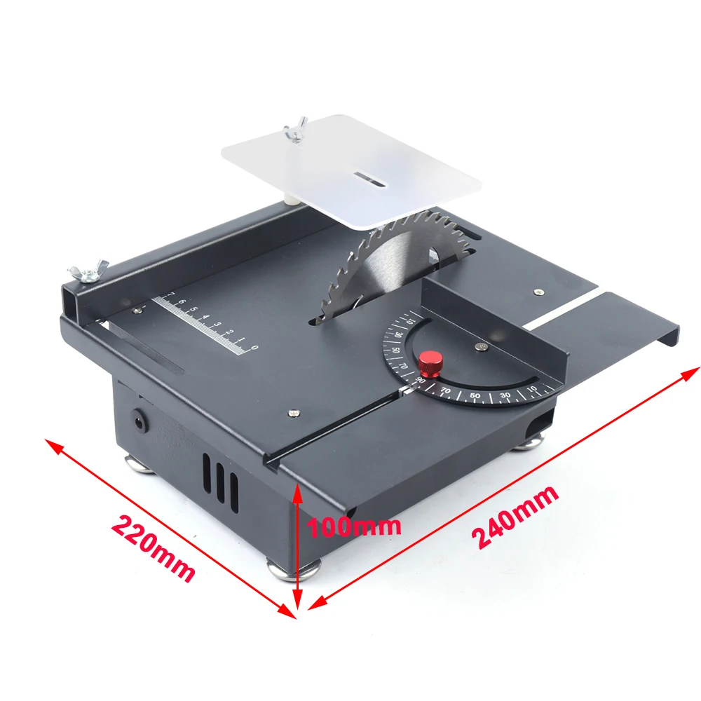 Mini Table Saw Circular Blade Woodworking Bench Crafts Cutting Tool Machine 100W Angle and Length Scale,Double Labeling  7200RPM