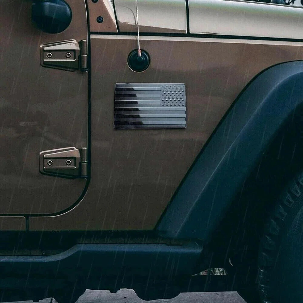 Car Stickers 3D Metal American Flag Emblem Decal For Jeep Wrangler Black American Flag Decal For Ford F-150 For Car Truck SUV