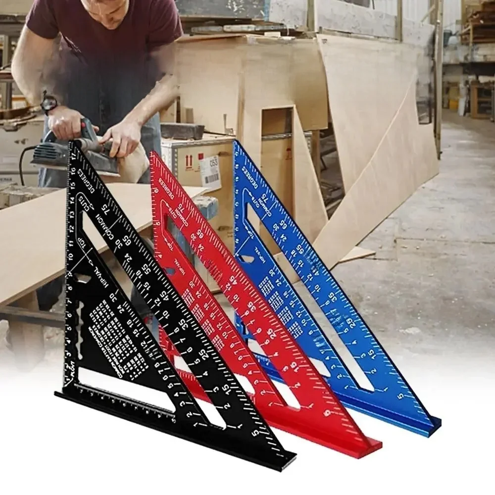 Nieuwe 7Inch Driehoek Liniaal Meetinstrument Aluminium Timmerman Gereedschap Inch Metrische Hoek Heerser Snelheid Vierkant Houtbewerking Gereedschap - afbeelding 2
