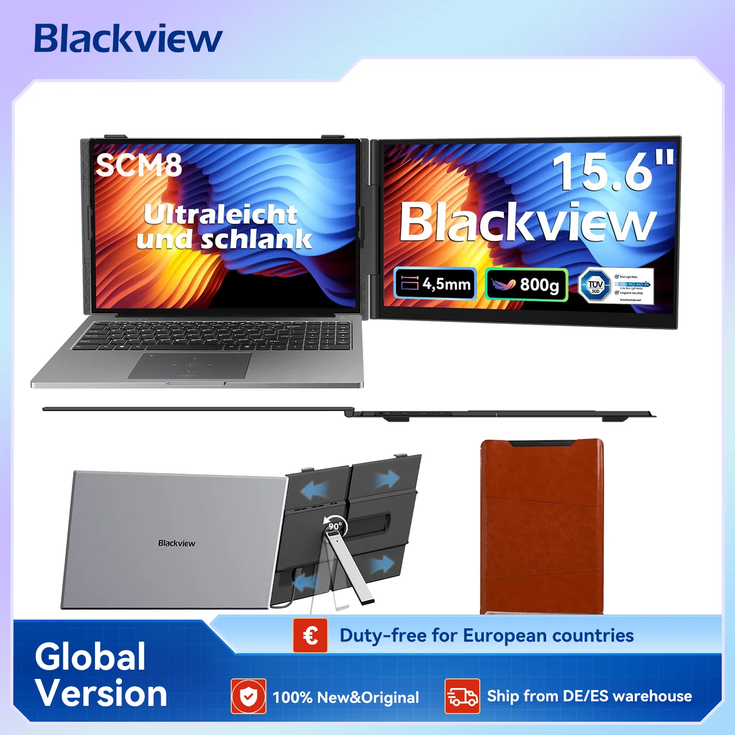 Blackview SCM8 Laptop Screen Extender,15.3" 1080P FHD IPS Portable External Screen,Compatible Windows/Mac/Chrome OS &Mobile