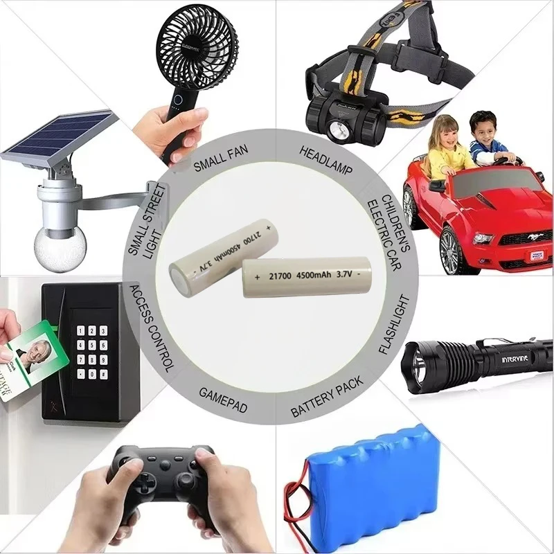 21700 3.7V 4500mAh Bateria de íon de lítio recarregável de alta capacidade para lanternas LED, brinquedos RC, ferramentas elétricas e dispositivos DIY