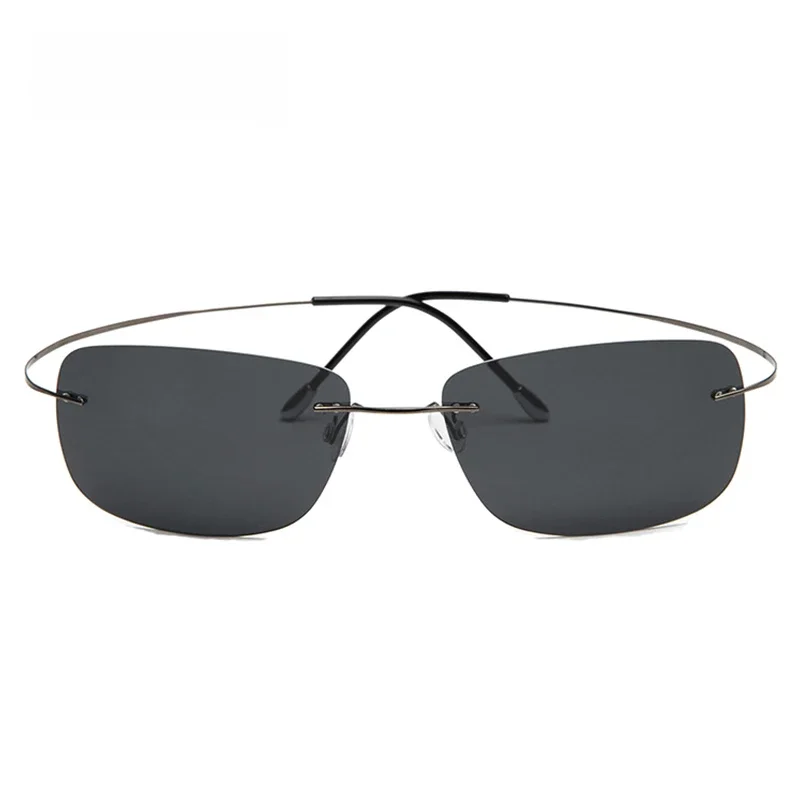 Krasivyy Rimless Square Polarized Sunglasses Men Driving Brand Design Ultralekkie okulary przeciwsłoneczne z czystego tytanu Oculos De Sol — zdjęcie 2