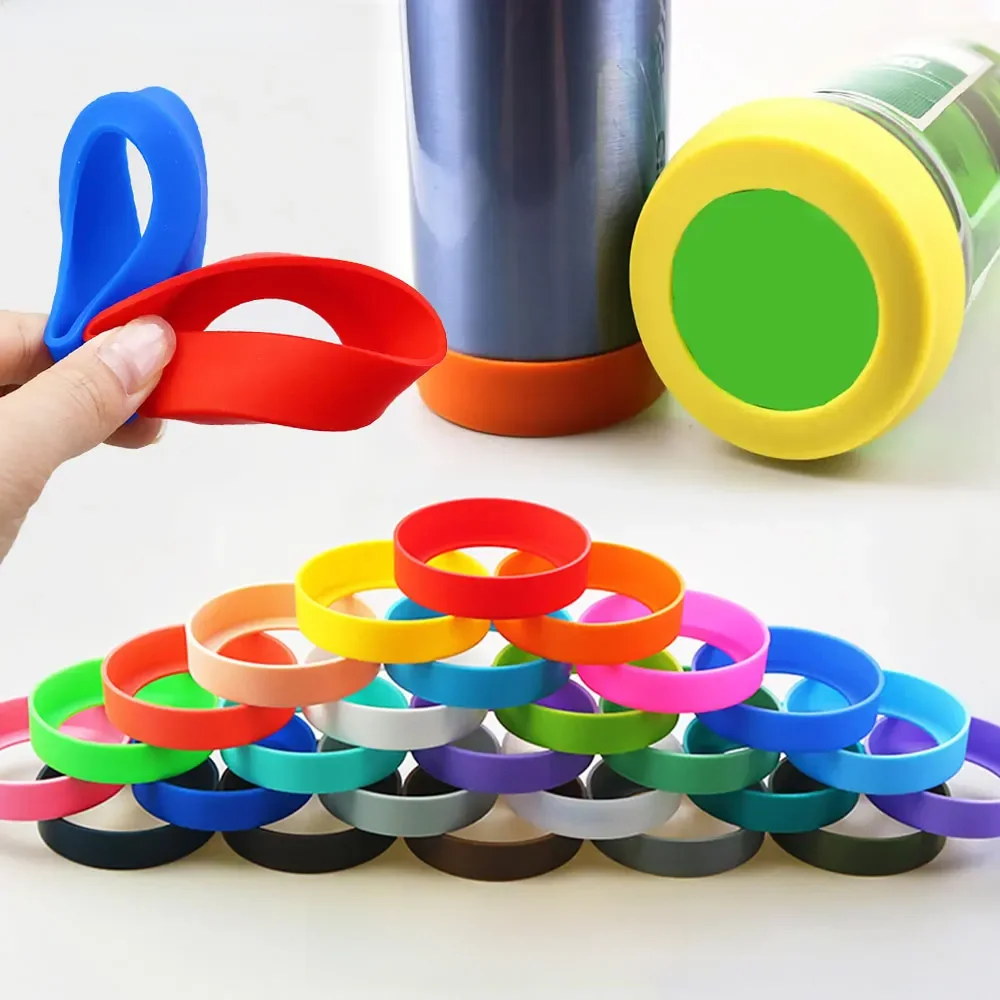 Silicone World 6,5 cm, housse de protection pour thermos en silicone, manchon de protection pour bouteille d'eau, anneau antidérapant, sous-verre, porte-gobelet 65 mm