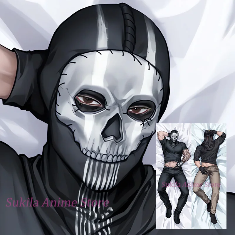 Dakimakura COD Ghost Soap Kongi Anime غطاء وسادة للجسم مطبوع على الوجهين غطاء وسادة بالحجم الطبيعي #1