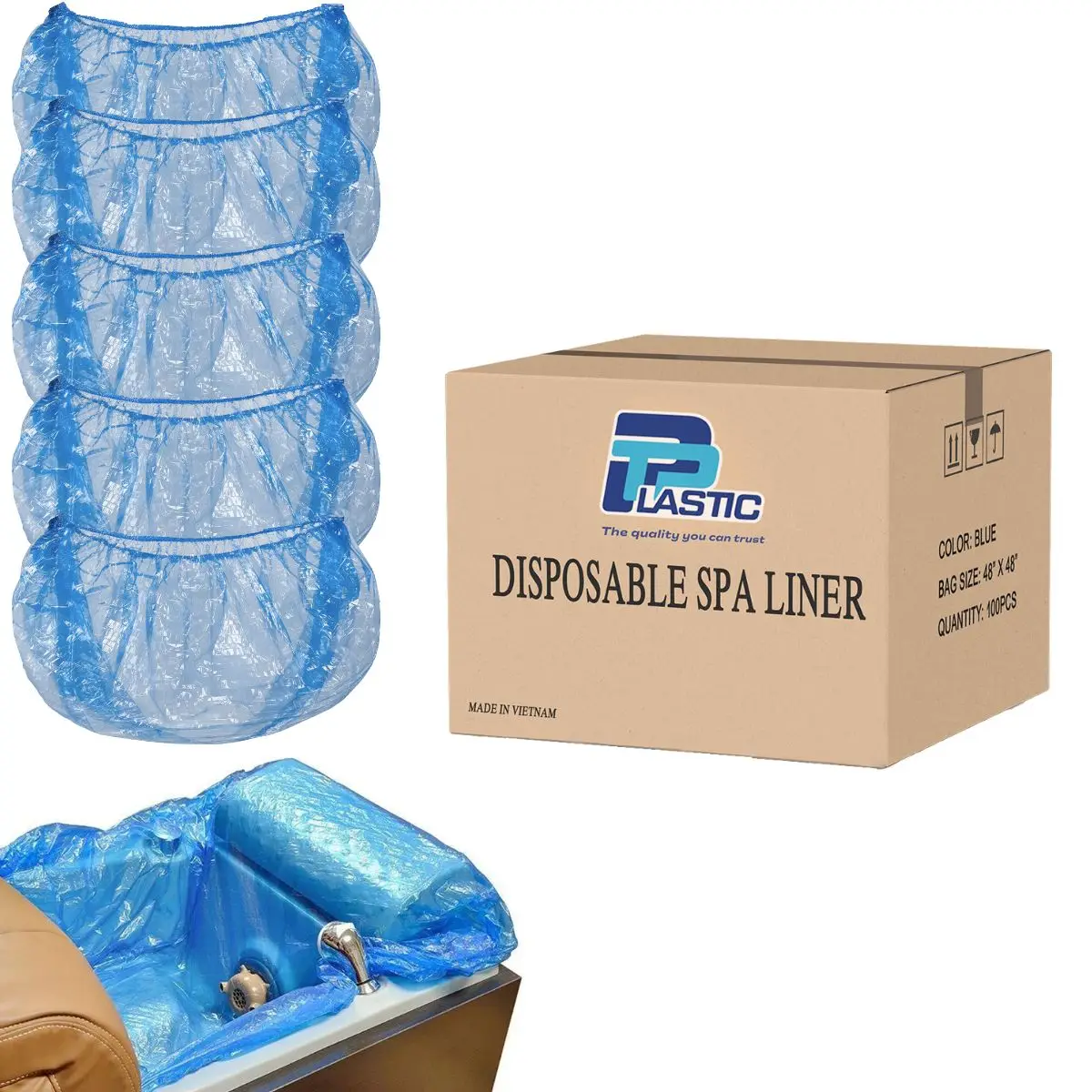 

1200Pcs Blue Pedicure Liners Bulk, Disposable Plastic Foot Bath Bags for Spa Chair, Salon, and Nail Spa Pedicure Use