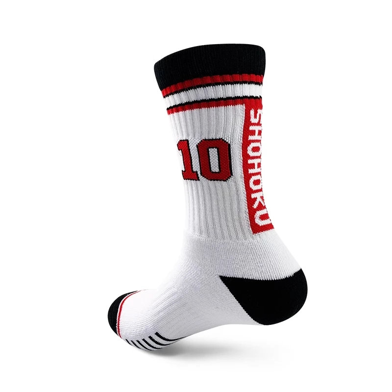 2 Pieces White Socks Anime Slam Dunk Shohoku10 14 KOGURE SAKURAGI RUKAWA MITSUI Basketball Socks Cosplay Costume Cotton Stocking