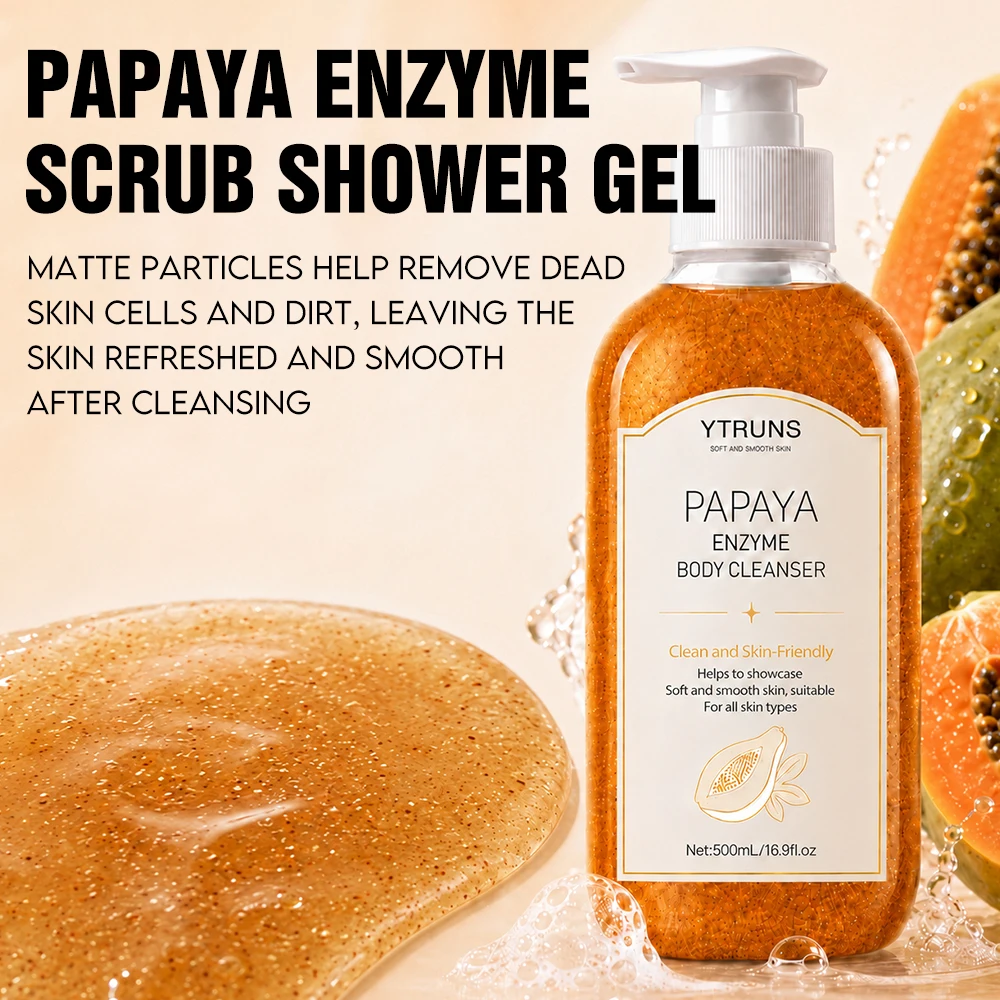 Papaya Exfoliating Body Wash, Turmeric Shower Gel, Large Bottle Long Lasting Fragrance Body Cleanser, Moisturizing Bath Gel