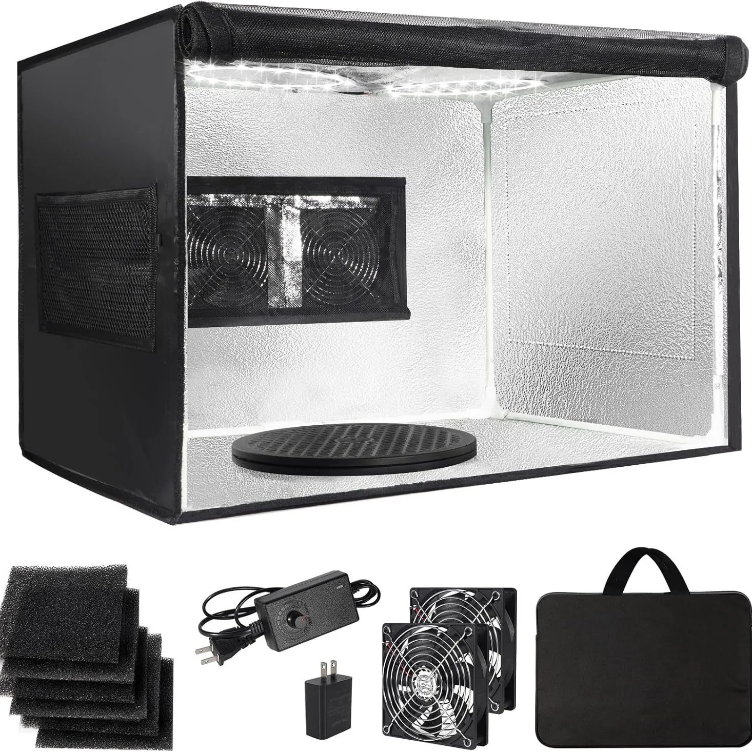 Paint Spraying Spray Booth with Turntable Tabletop Foldable Paint Spraying Spray Booth Compact for Hobbyists, Model Makers