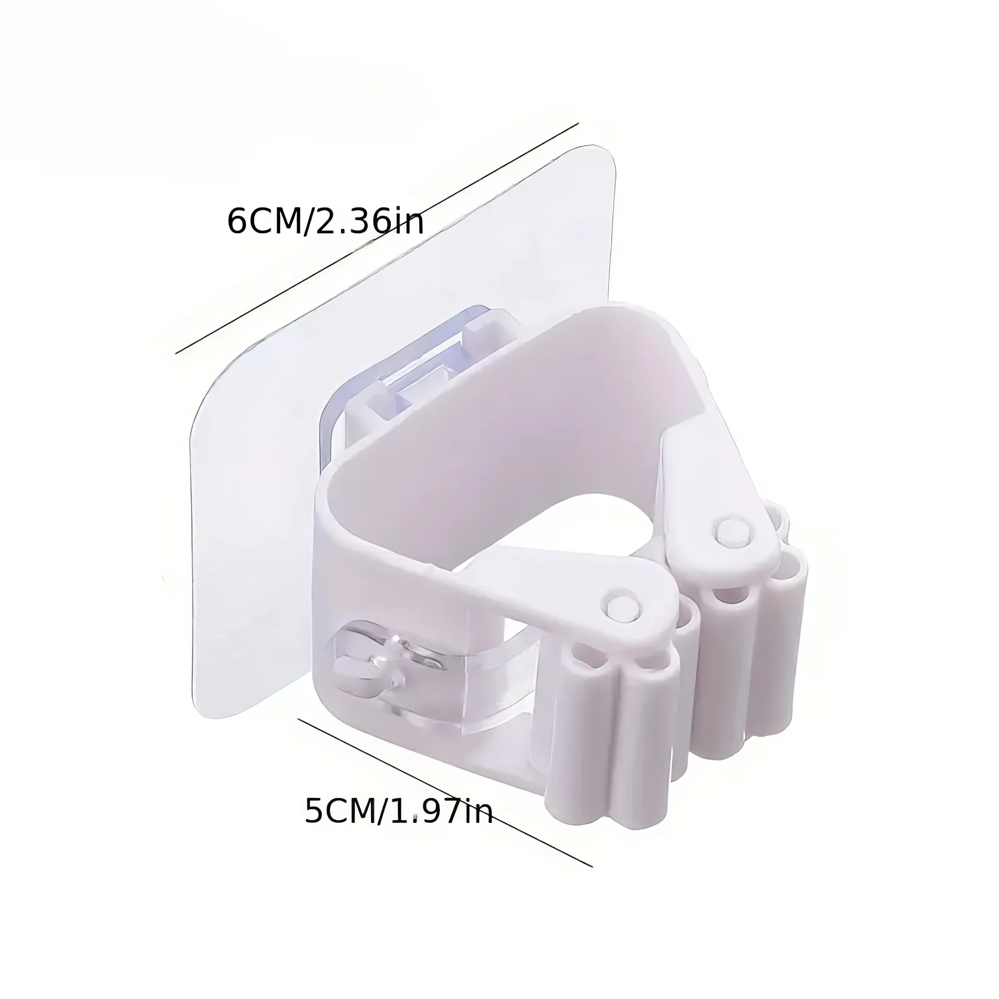 Porta scopa in plastica bianca senza trapano da 4 pezzi - 5 cm/6 cm Supporto adesivo antiscivolo, facile installazione Organizzare strumenti Home Office Bagno