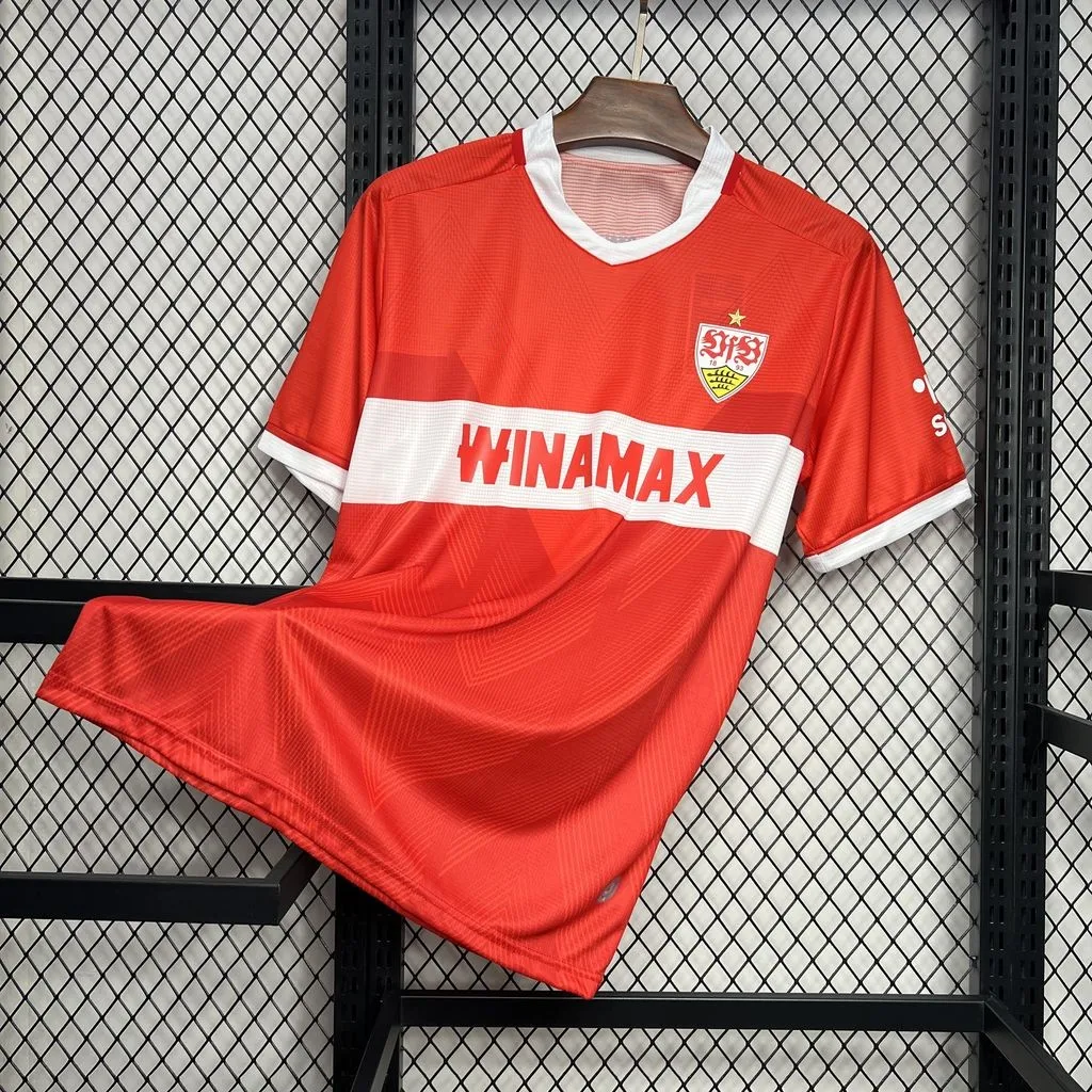 2025/26 Men's Stuttgart Away Red Quick Drying Clothing Training Futbol Shirt