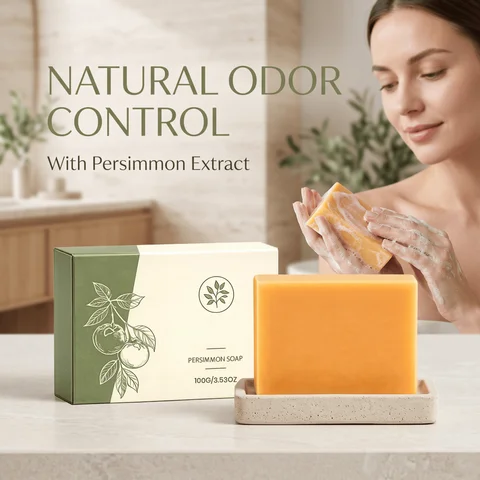 Persimmon Handmade Soap Gentle Cleansing Moisturizing Hydrating Natural Fresh Scent Rich Lather Fruit Deep Nourishing Skin Care Body Wash Bar