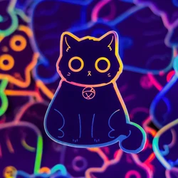 Cute Holographic Black Cat Vinyl Car Exterior Sticker Decal Auto Modification Cool Cartoon Animal Car Sticker For Mug Laptop