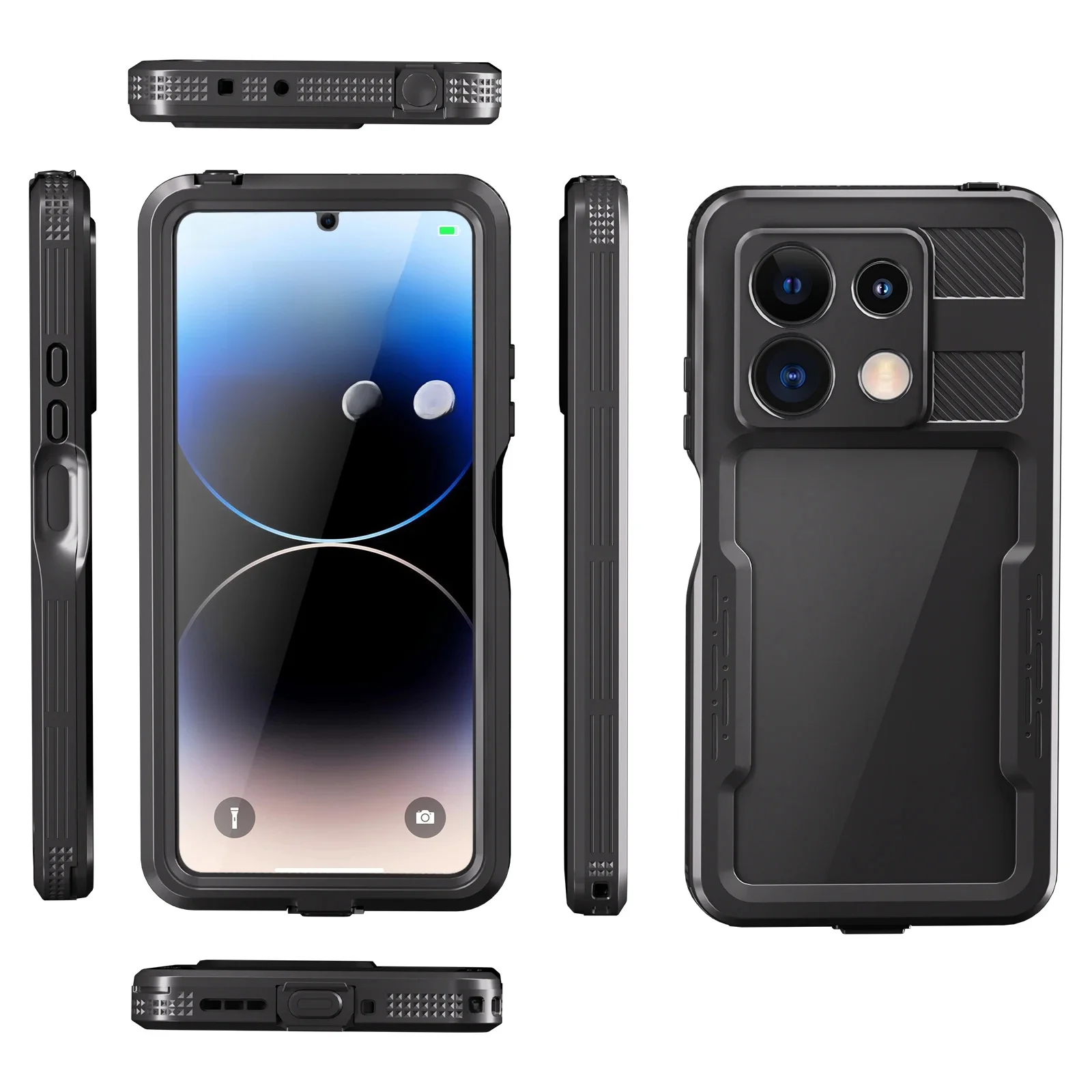 Wodoodporna obudowa IP68 do pływania, etui ochronne z przezroczystą folią na Xiaomi Redmi Note 15 14 13 Pro 5G, pancerne etui ochronne. — zdjęcie produktu 7