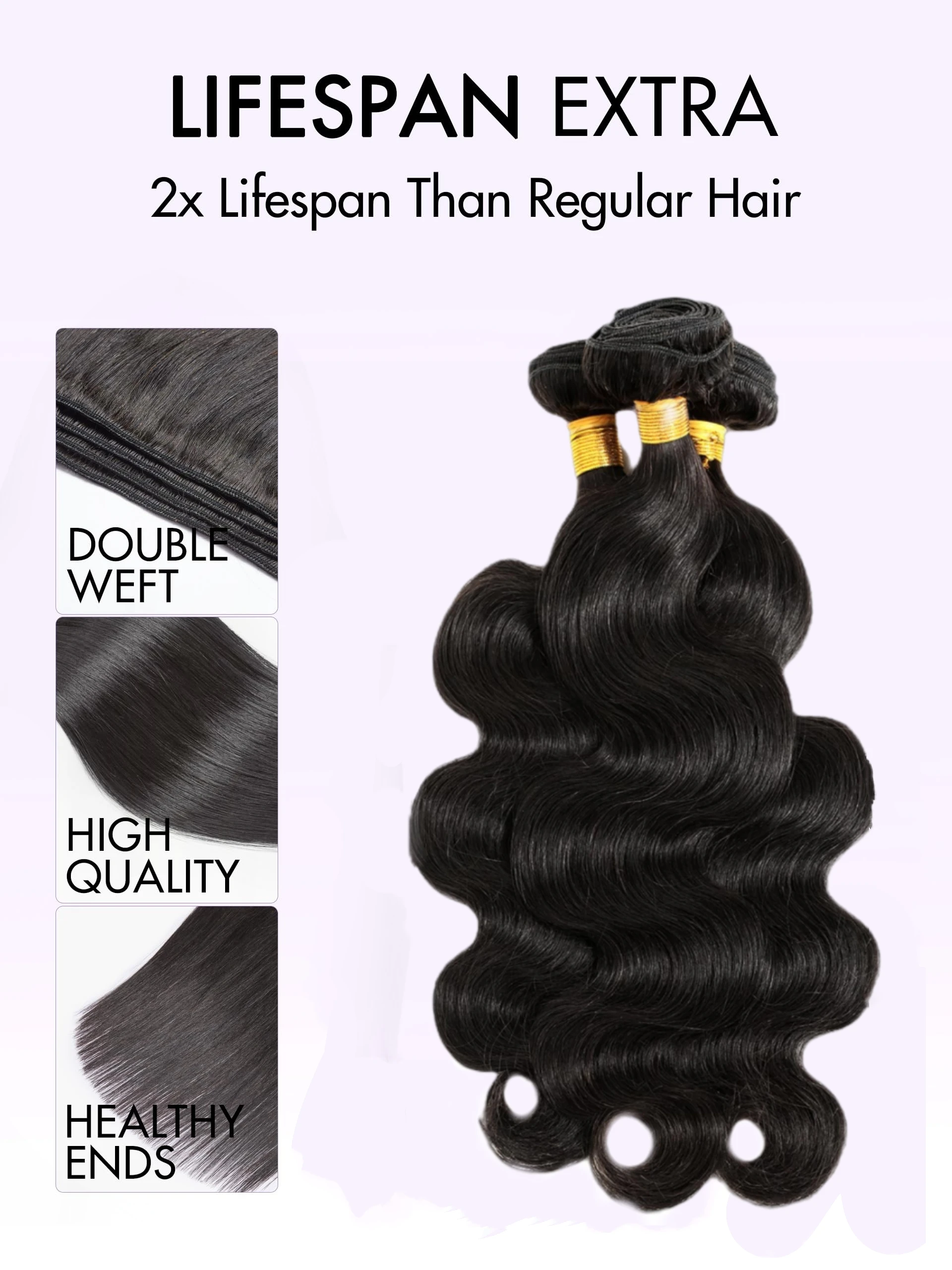 인간 모발 1 3 묶음 바디 웨이브 인간 모발 묶음 인간 모발 연장 진짜 인간 모발 묶음 자연 블랙 컬러 묶음