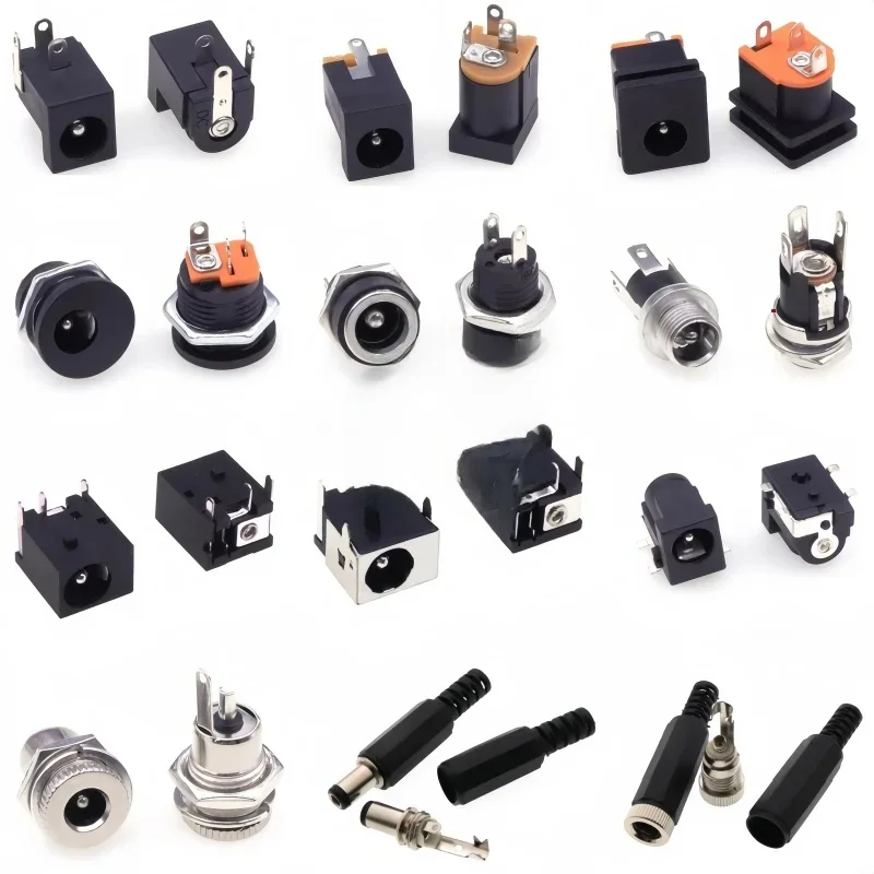 10 sztuk gniazdo zasilania prądem stałym DC-044 5.5*2.1mm 5.5*2.5mm męskie złącze żeńskie DC-050 śruba nakrętka do montażu na panelu lutowanie wodoodporne — zdjęcie 2