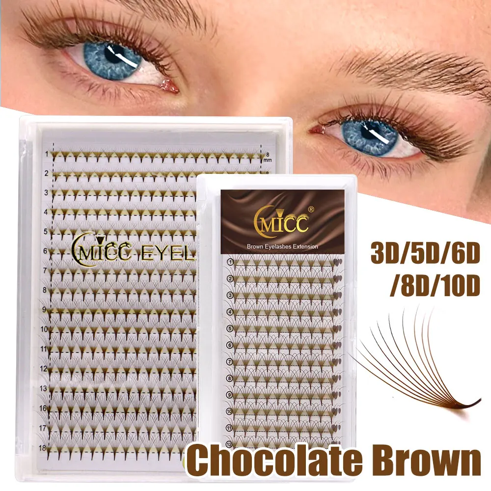 S L Tray Schokoladenbraune Vorgefertigte Farbige Wimpern Weiche Vorgefertigte Volumen-Wimpernverlängerungen Bouquet-Wimpernverlängerungen