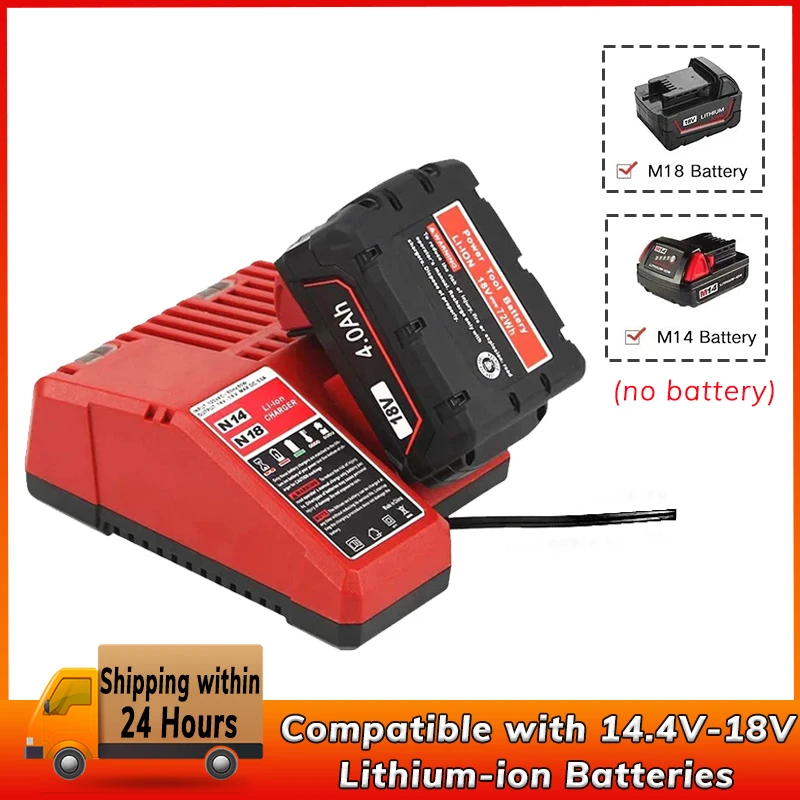 Multi-Voltage Battery Charger for Milwaukee M18 14.4V 18V Li-ion Battery 48-11-1815 48-11-1820 48-11-1840 48-11-1850 48-11-1828