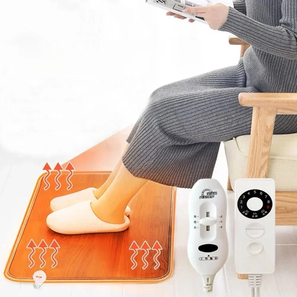 220V hiver chauffage tapis de pied bureau maison coussin chauffant électrique pieds chauds chauffageThermarpet cuir ménage sol chauffage électrique