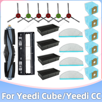 Compatible For Yeedi Cube / Yeedi CC Robot Vacuum Parts Main Roller Side Brush Hepa Filter Mop Cloth Dust Bag Accessories