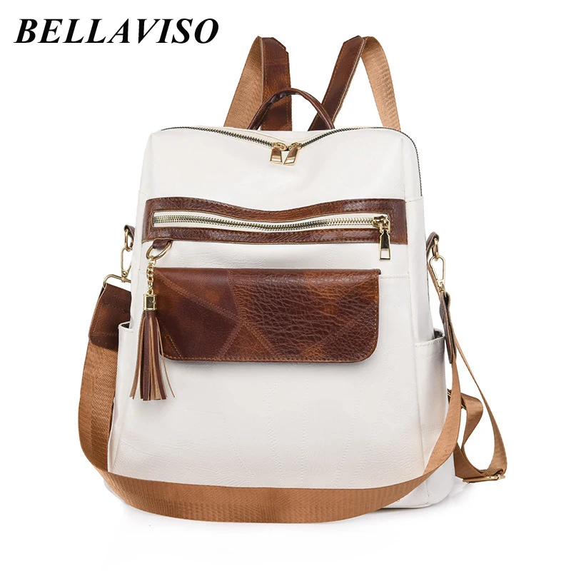 

BellaViso Soft PU Leather Women's Backpacks Delicate Lady's Retro High Capacity Casual City Outdoor Travel School Bags BLBP-38