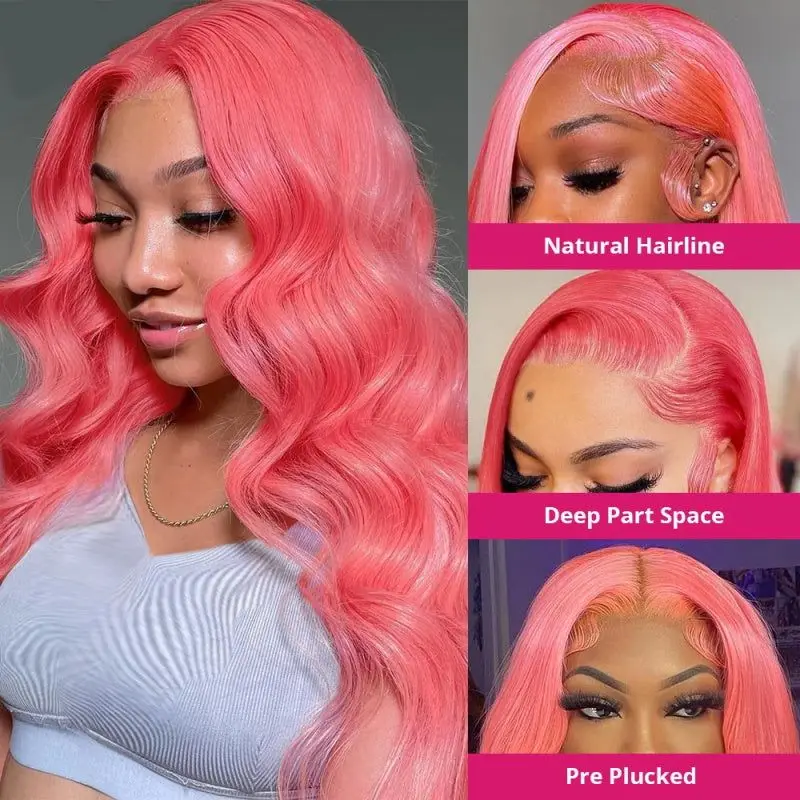 13X6 Gekleurde Body Wave Lace Front Pruiken Roze Lace Front Pruik Menselijk Haar Voor Vrouwen 13X4 Hd Lace Frontale Pruiken