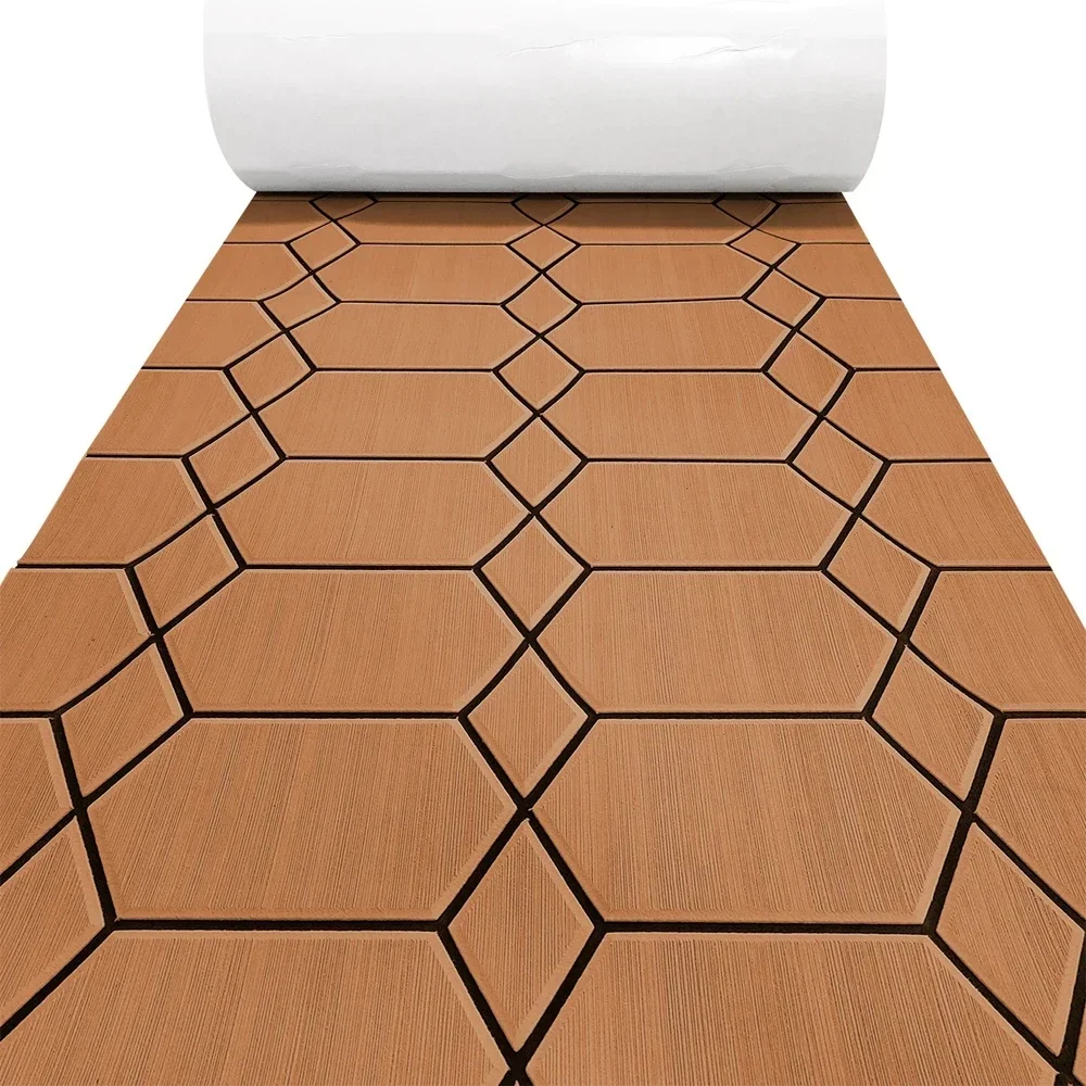 2400x550x5mm EVA Foam Vloer Pad voor Jacht Boot Accessoire Zelfklevende antislipmat Voertuig Pad Hexagon Faux Teak dekblad mat - afbeelding 2