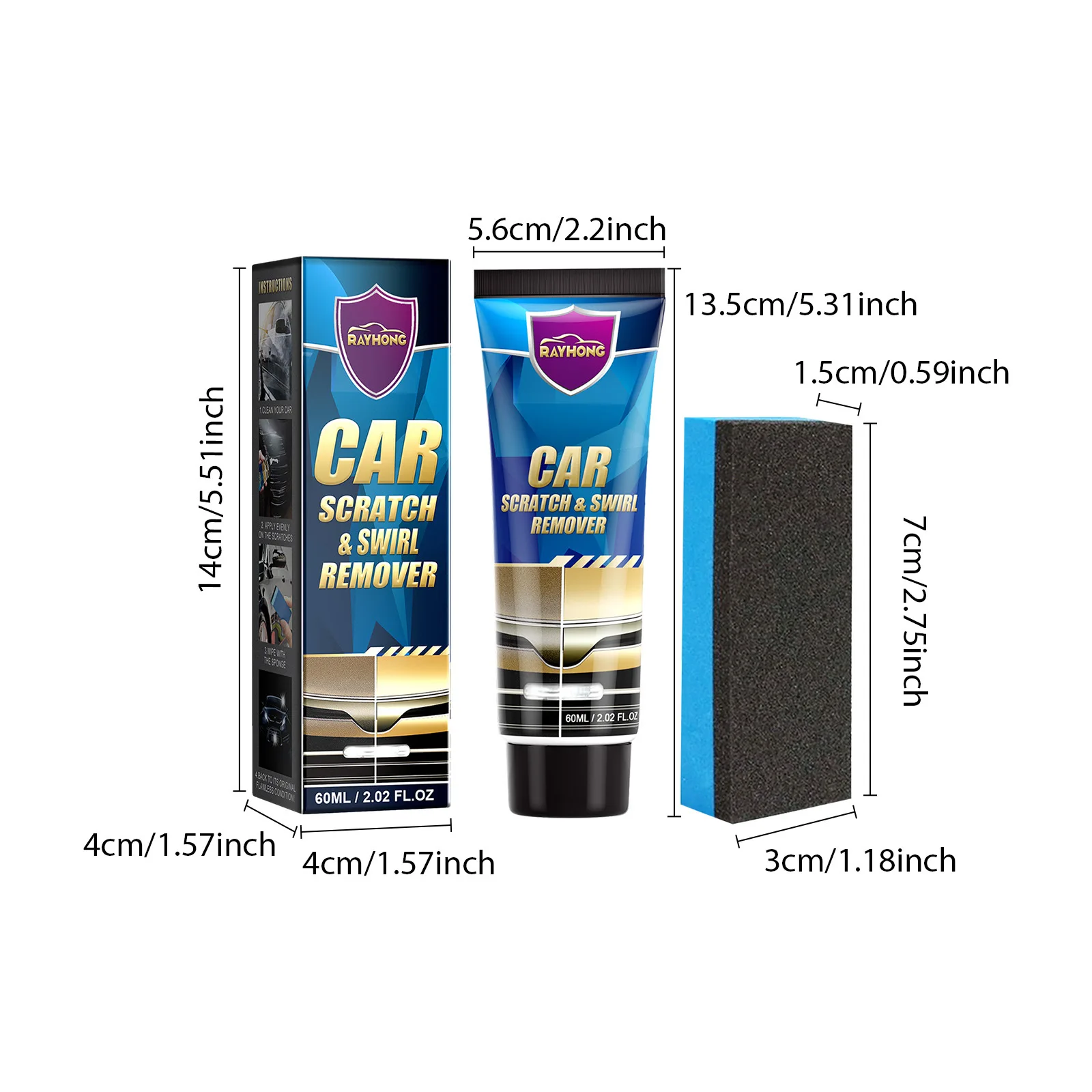Rayhong 60 مللي معجون إصلاح خدش السيارة مع الإسفنج صيانة السيارات تجديد طلاء الطلاء إصلاح مزيل الخدوش تلميع