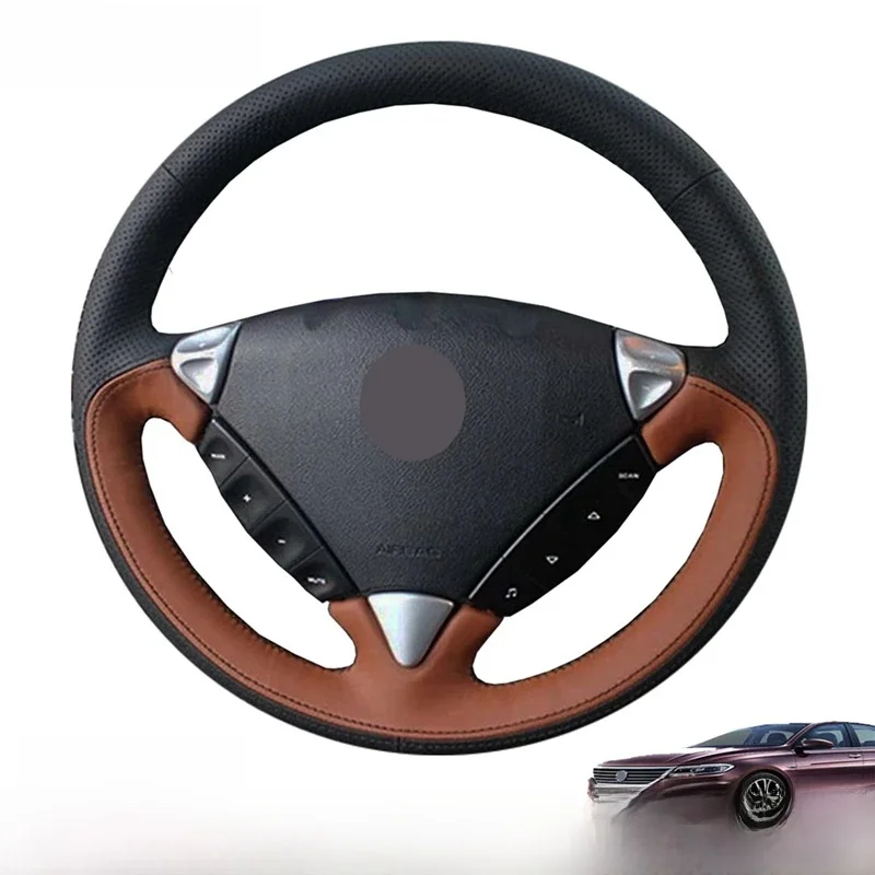 Dostosuj DIY prawdziwej skóry akcesoria samochodowe pokrywa kierownicy dla Porsche Cayenne 2006 2007 2008 2009 wnętrza samochodu — zdjęcie 2
