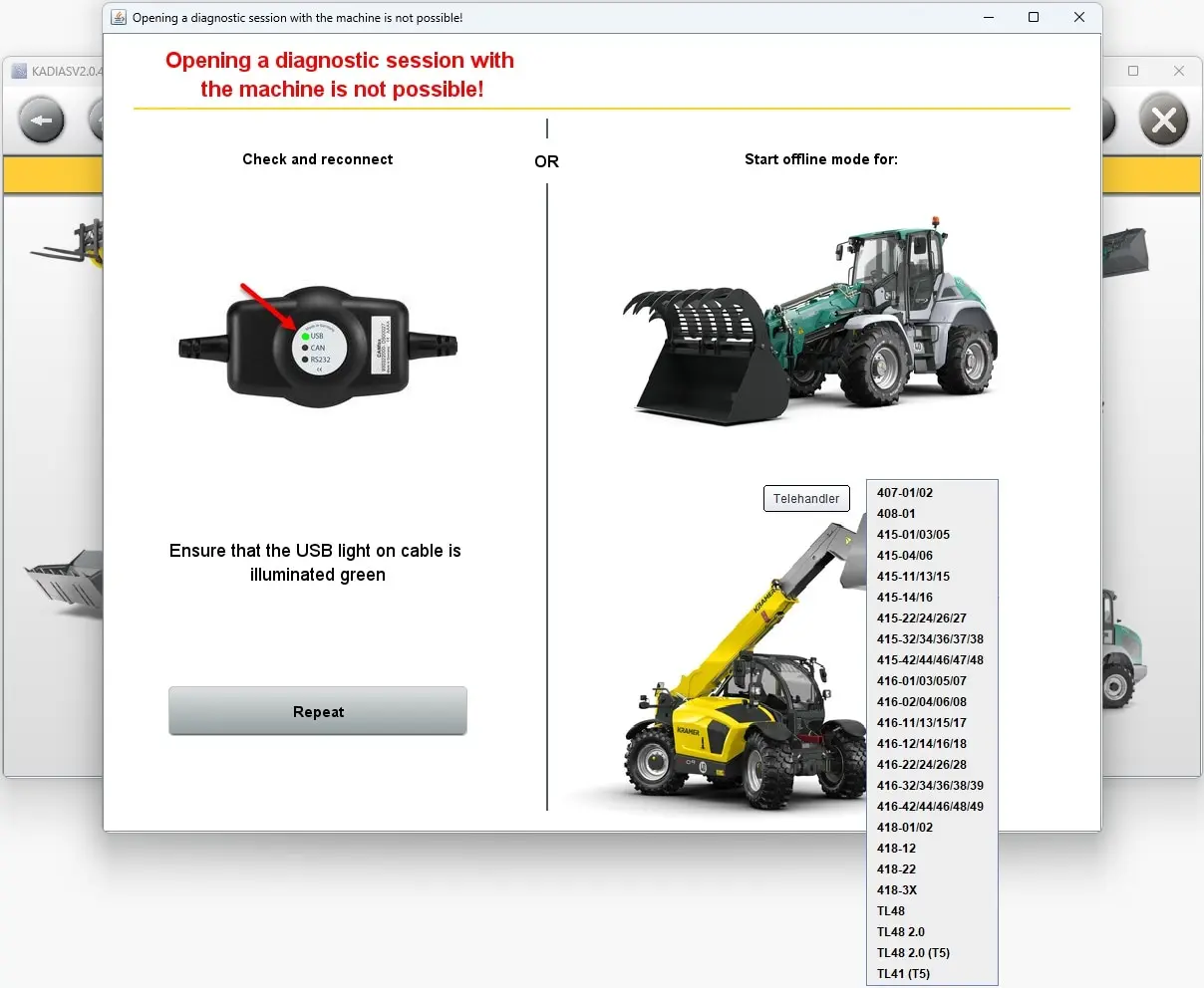 KADIAS V.2.0.4.4 nieograniczone uaktualnienie 5 poziom dla Kramer Neuson Wacker Weidemann wsparcie CANFox EC2112 IFM USB/narzędzie CAN-RS232