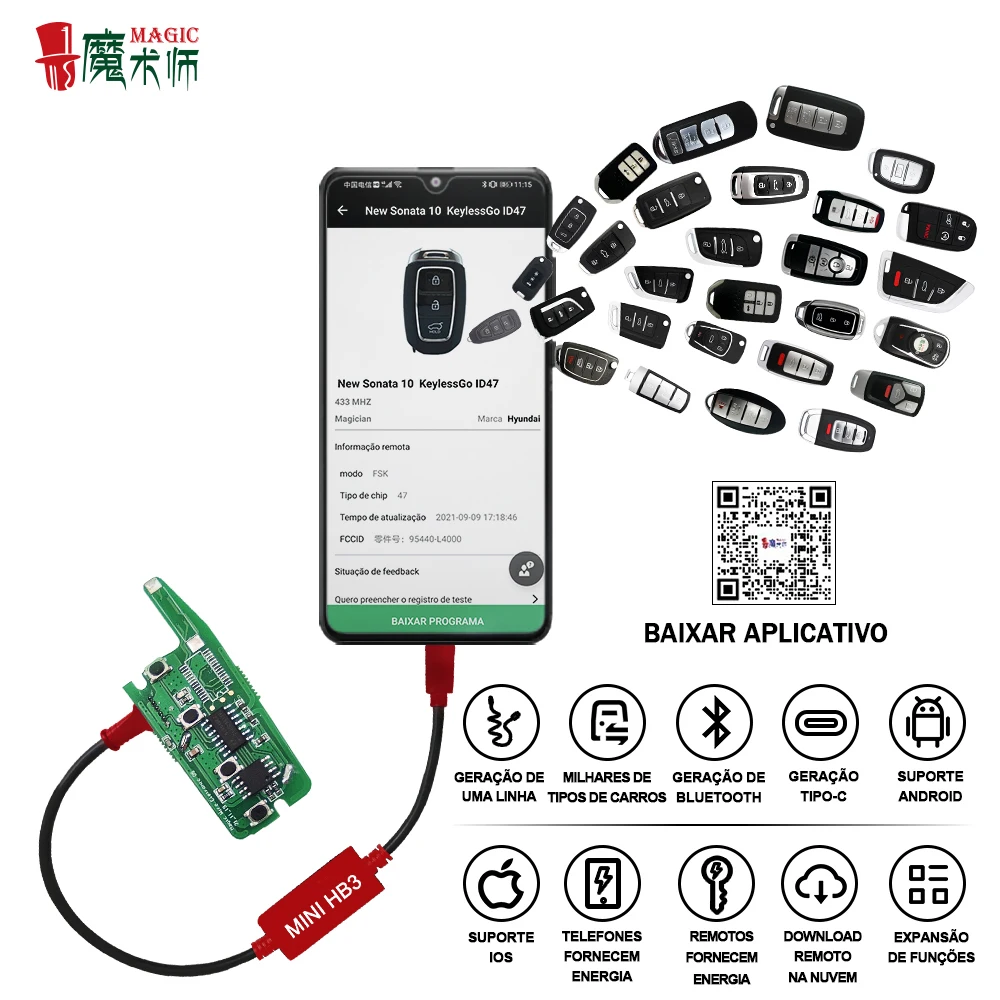 JYGC Magic Electronic Normal Remote HB3 Mini Cable Support Android and IOS