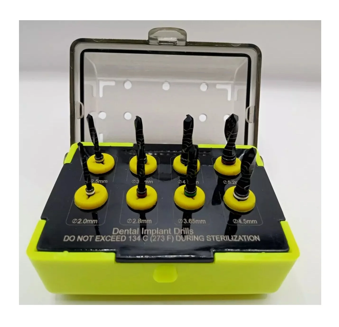 

8 Pieces Dental Drill Bit Set – Black Surgical Stainless Steel Burs for Implant & Oral Lab Use