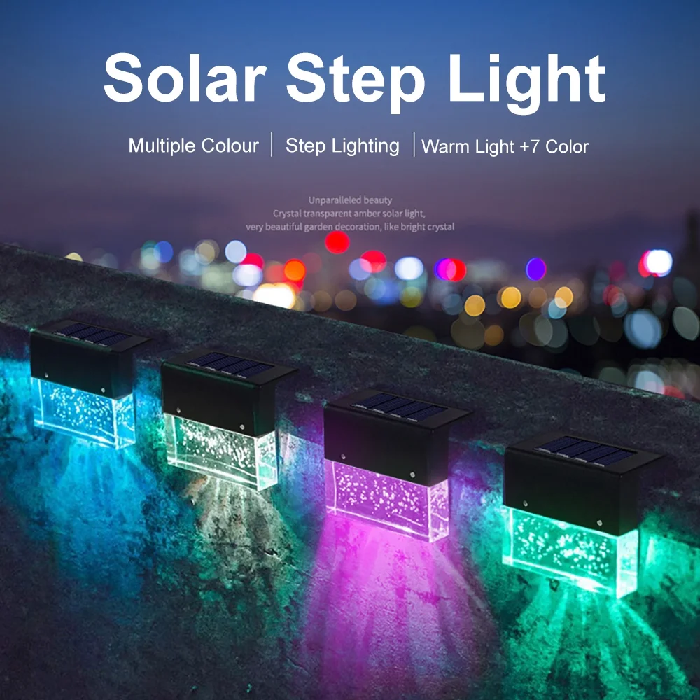 

Father's Day Gifts-Waterproof Solar Step Lights with RGB LED - Decorative Fence Lighting for Outdoor Stairs, Garden & Pathway
