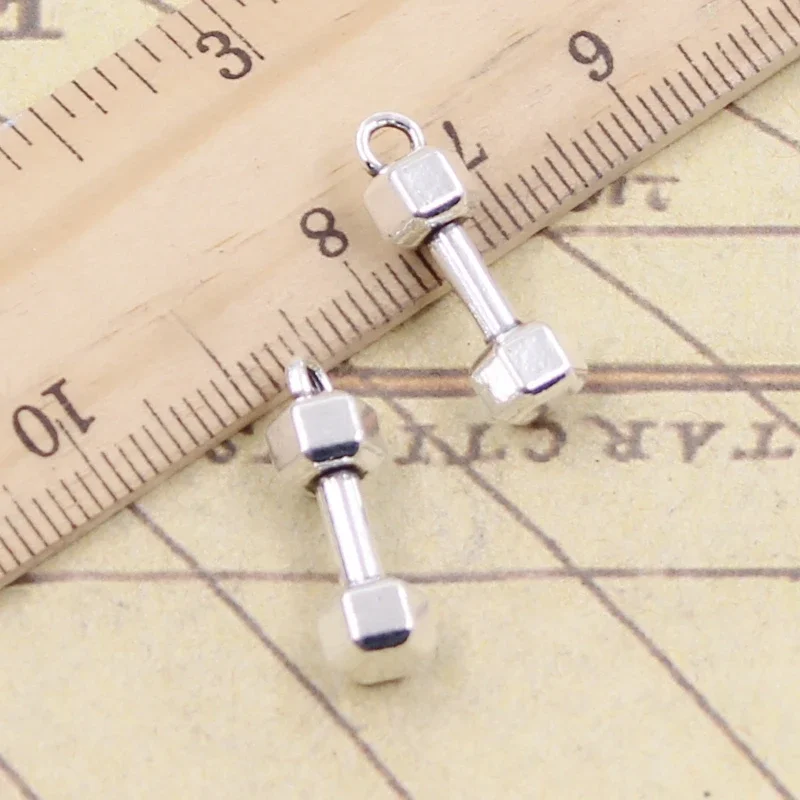 10 sztuk Charms sprzęt do ćwiczeń hantle 21x6x6mm tybetański kolor srebrny wisiorki antyczna biżuteria Making DIY Handmade Craft — zdjęcie 2