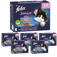 Felix Fantastic Junior Cat Food Flavors Mix in Jelly 1.02 kg (12x85g) x 6 Packs