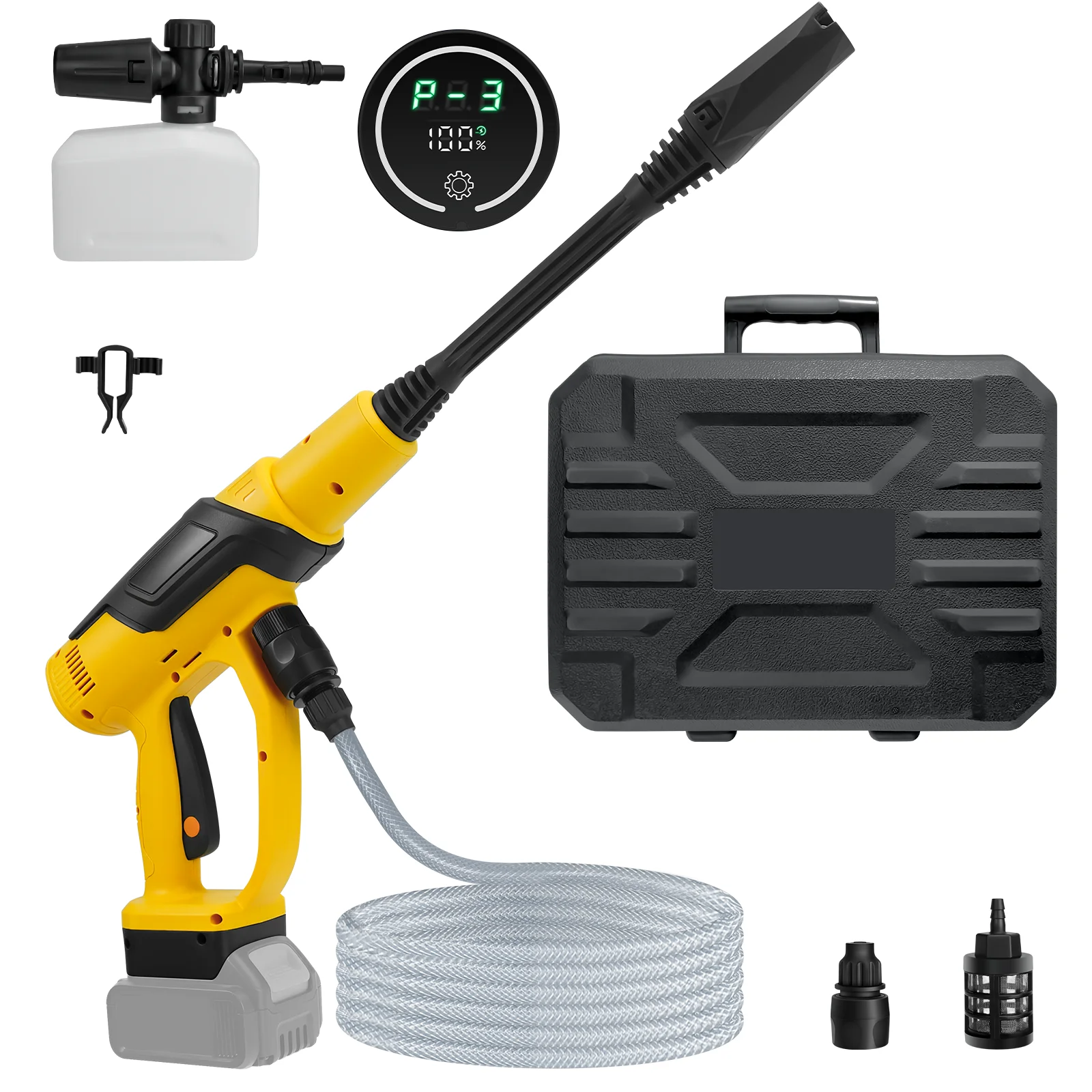 380W 653PSI Cordless Pressure Washer Brushless 3-Speed Portable Handheld Power Washer for Dewalt 20V Battery (No Battery)