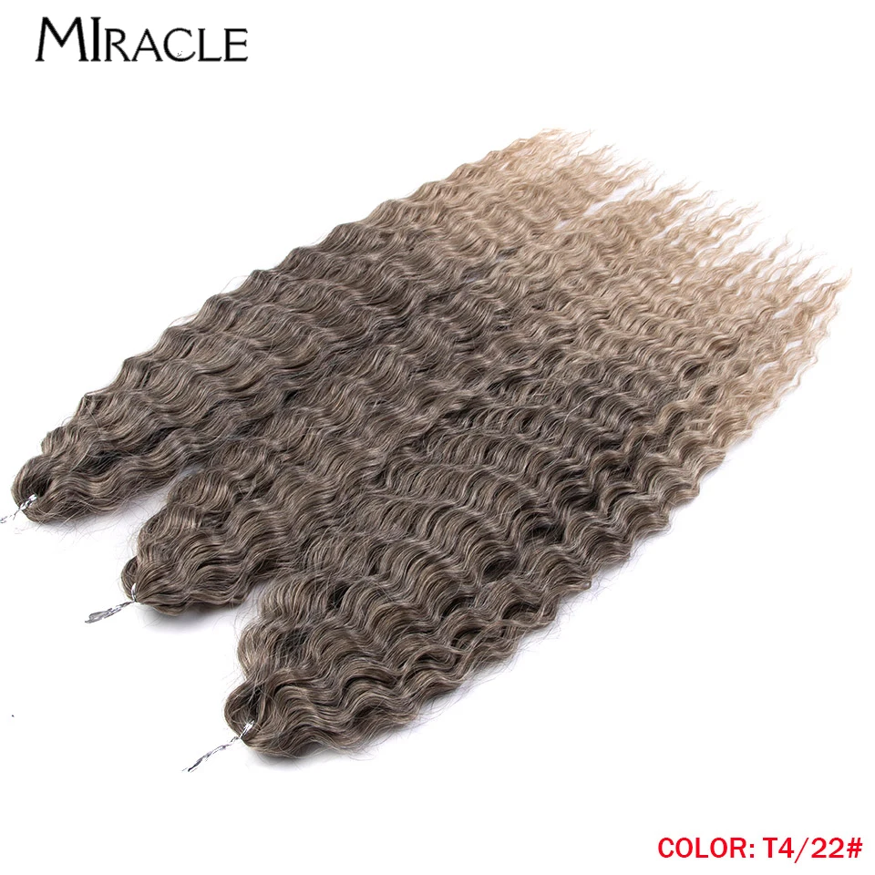 MIRACLE Ariel-extensiones de cabello rizado de ganchillo sintético, pelo trenzado de onda de agua, Rubio degradado, 22 pulgadas