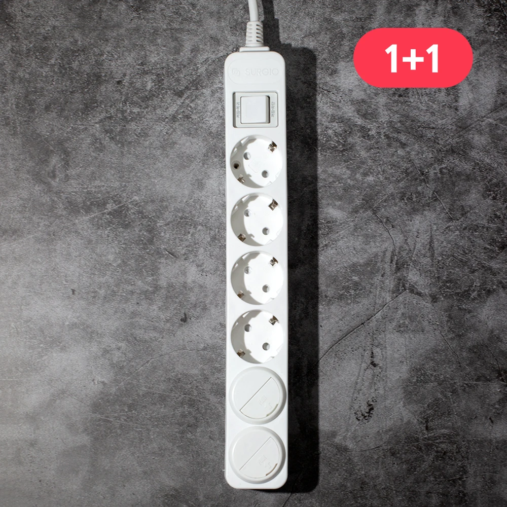 1+1 Monocare Power Strip Main Switch 6-Hole (16A) 1.5m 3m 5m 10m