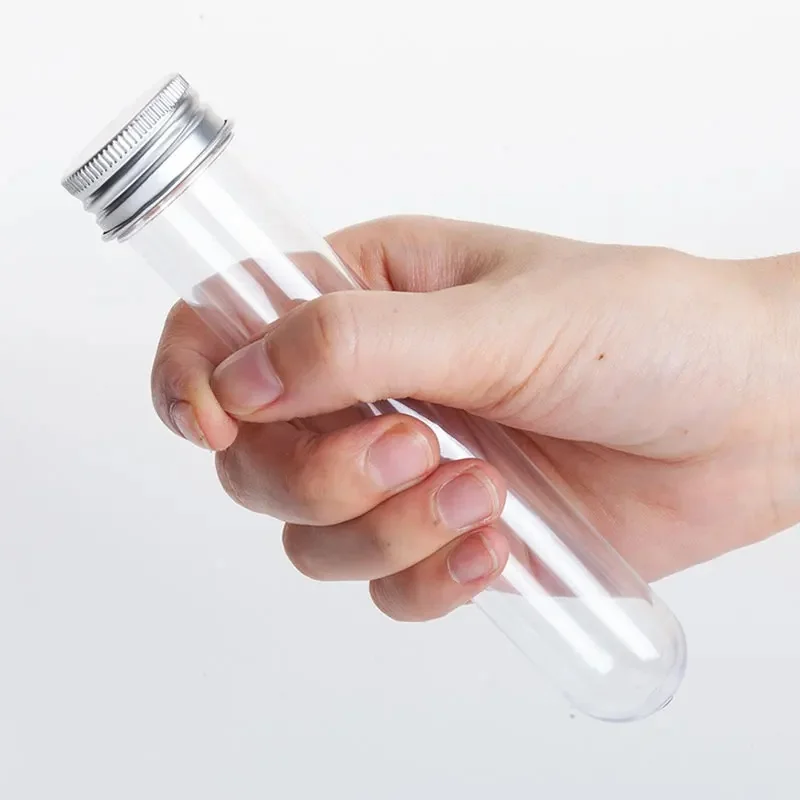 20 sztuk laboratorium 30ml PET butelka na probówki przezroczysta cylindryczna plastikowa butelka wielokrotnego napełniania do maski cukierki linia danych 25*110mm — zdjęcie produktu 7