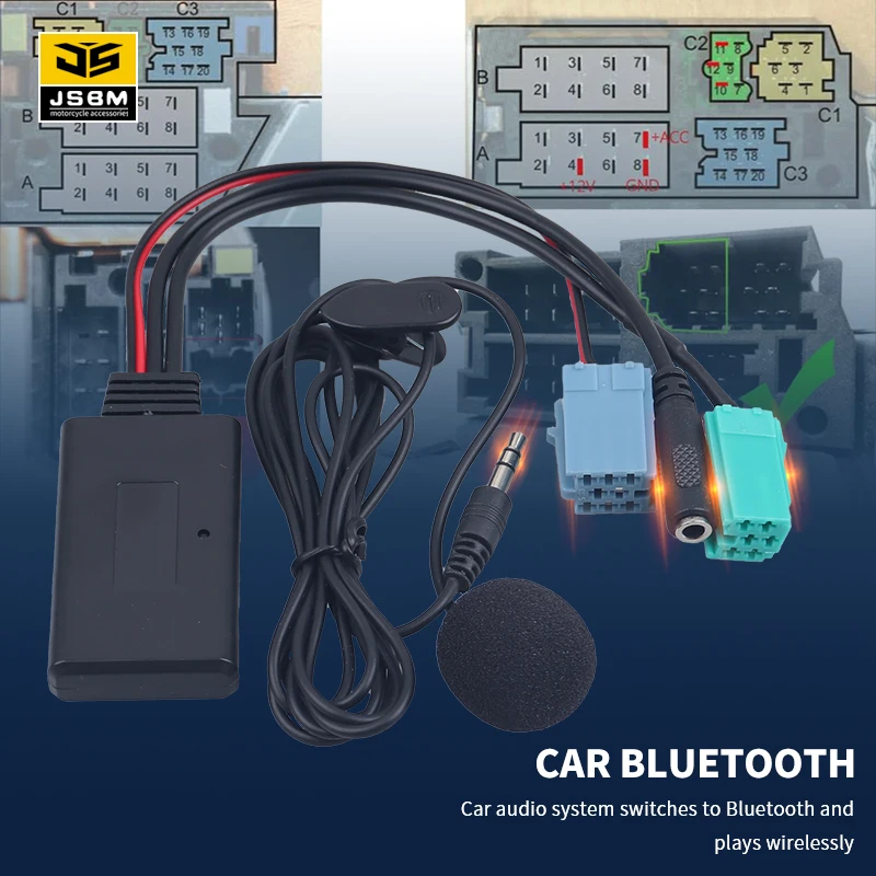 JSBM Car Bluetooth Aux Adapter With MIC Handsfree Microphone Cable For Renault Megane Espace Kangoo Laguna Updatelist Radio MP3 - Image 6
