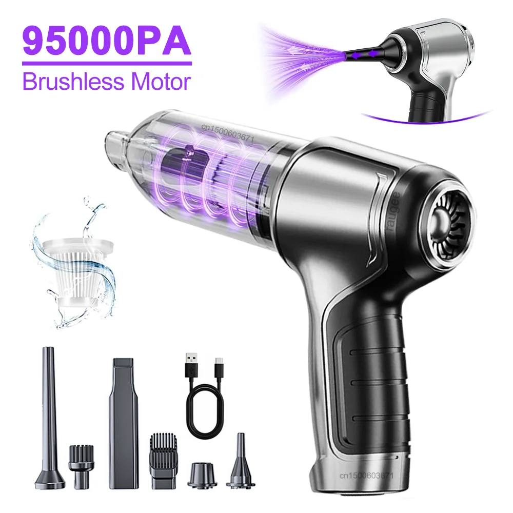Aspirapolvere per auto, aspirapolvere portatile senza fili, potente aspirapolvere manuale da 95000 Pa con motore senza spazzole, ideale per casa, tastiera, auto e animali domestici.