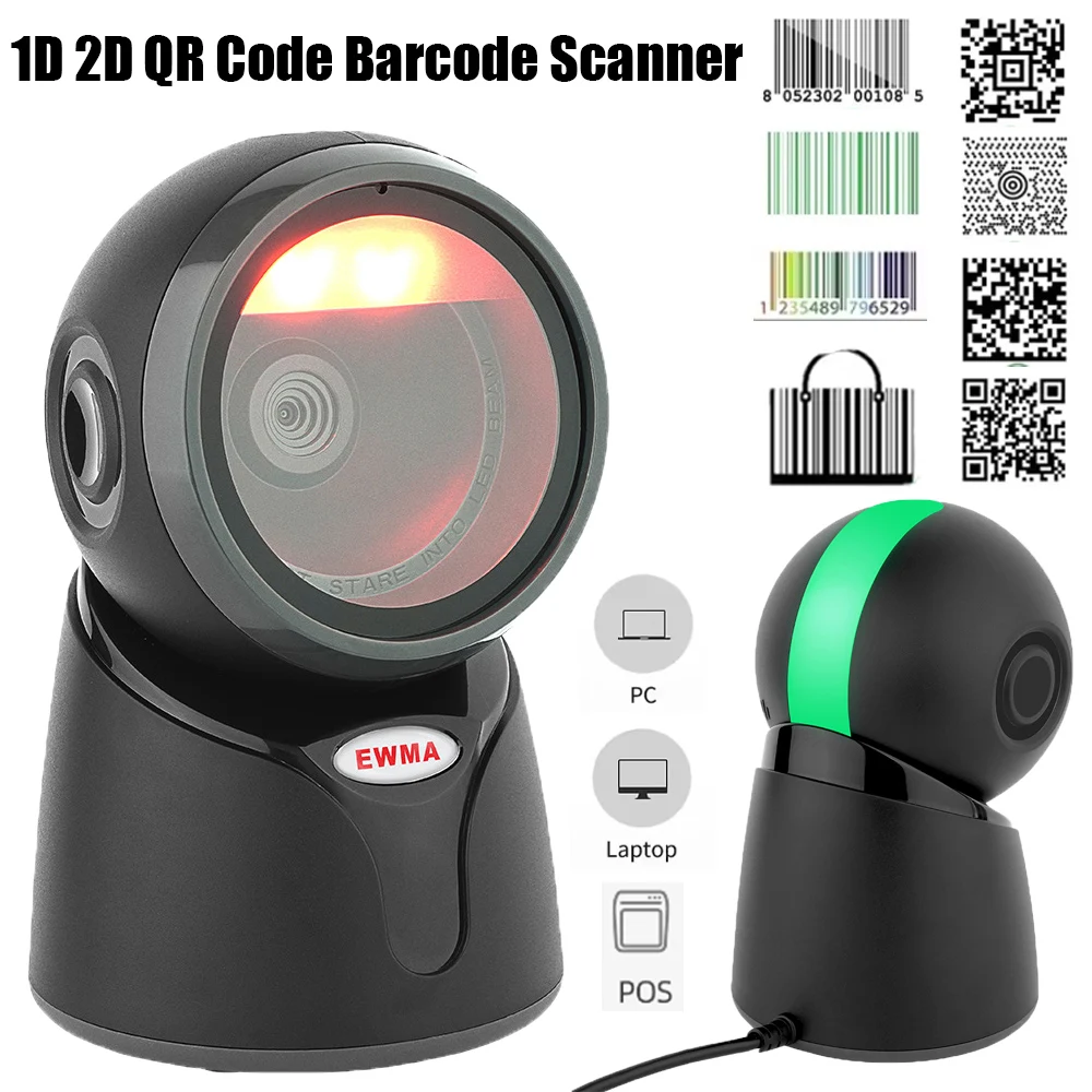 Leshine HD Camera 1D 2D QR Code Barcode Scanner for supermarkets Desktop Barcode Reader for PC Laptop Window POS