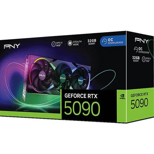 PNY NVIDIA GeForce RTX 5090 ARGB EPIC-X RGB OC Grafikkarte Highlights 21.760 CUDA Cores Blackwell Architecture 32 GB GDDR7