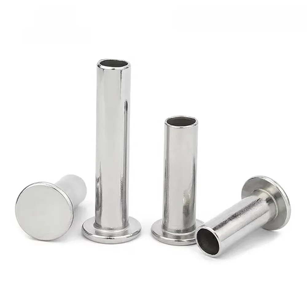 10/50pcs M2 M2.5 M3 M3.5 M4 M4.5 M5 M6 GB875 304 Tête de treillis plate en acier inoxydable Semi-creuse Semi-tubuler Tige Rivet