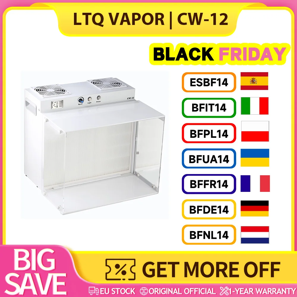 غطاء التدفق الصفحي LTQ VAPOR CW-12، وحدة فلتر مروحة صندوق التعليق 17 × 13 بوصة FFU للمختبر، غرفة الفطر، غرفة نظيفة، تتضمن فلتر HEAP مع فئة H12، وصندوق فلتر متكامل، وقابس الاتحاد الأوروبي