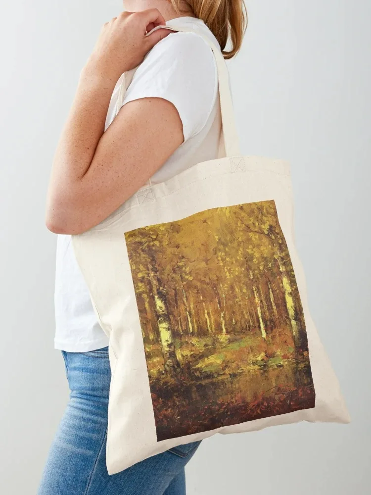 Autumn Birches Tote Bag For Women Reuseable Canvas For Girl Fashion Shopping Grocery For Female Shoulder Bags For Student