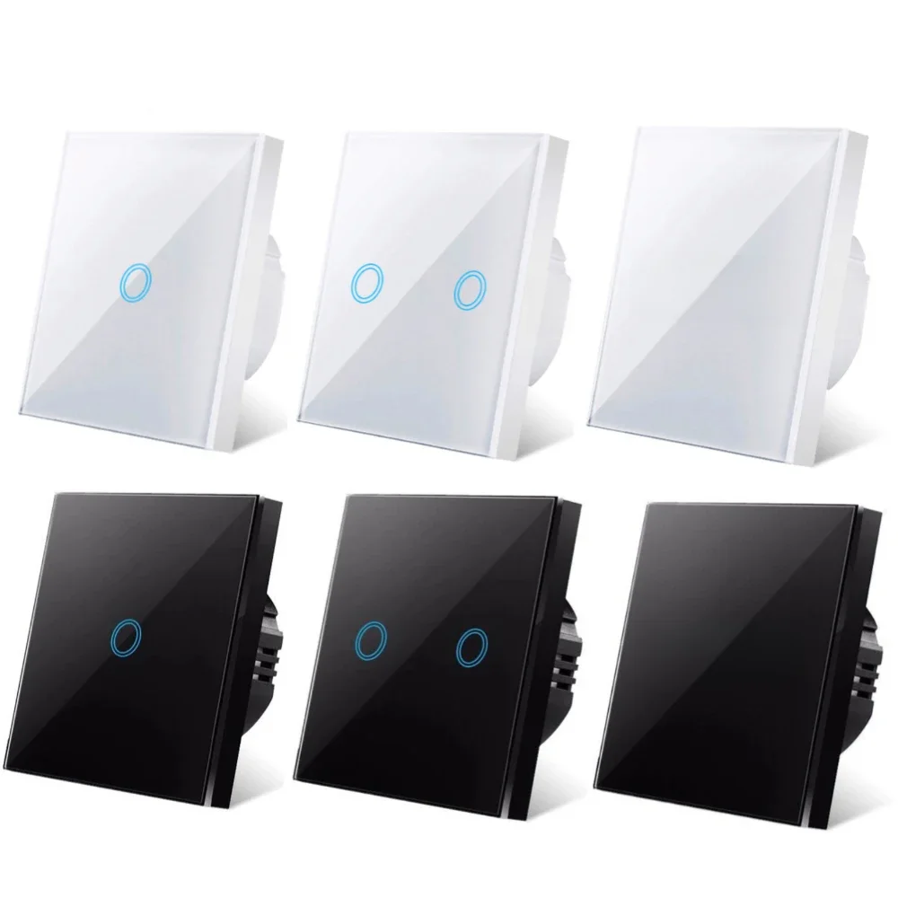 EU Toque Interruptor De Luz LED, Painel De Vidro Cristal, Lâmpada De Parede, Interruptores De
