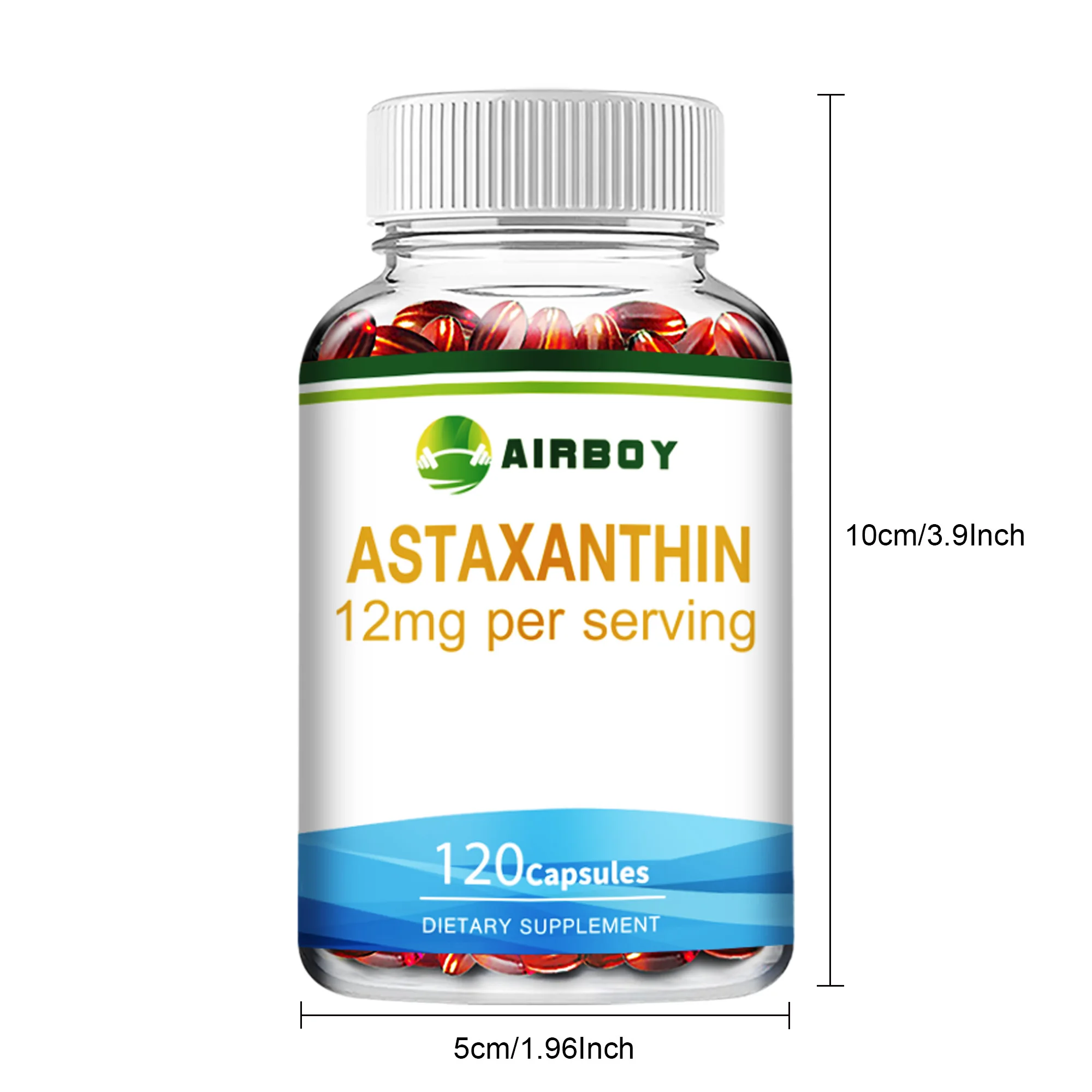 Astaxantina-Saúde Suportante do Coração, Olhos, Articulações e Pele, Promove o Metabolismo, Antioxidante, 120 Cápsulas, 12mg