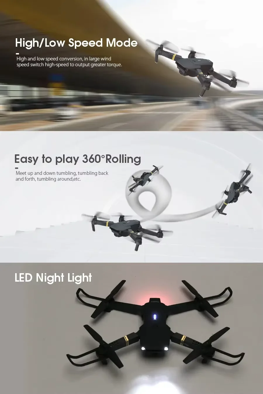 E58 Quadcopter Hd Wifi Fpv Drone 1080P Single Camera Altitude Hold Rc Foldable Drone Helicopter Gift Toy Aerial Photography